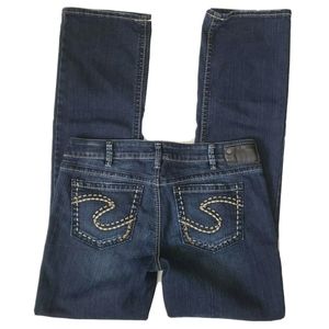 Silver Womens Aiko Jeans Mid Slim Boot W31 L33 Blue Embroidered